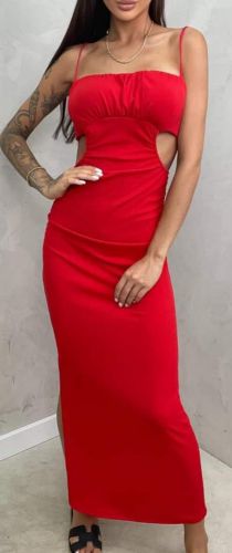 Sukienka maxi z wycięciami czerwień